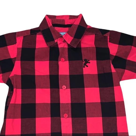 5/$25 French Toast Red Black Plaid Checkered Button Down Dress Shirt Top Boys 5 - Picture 2 of 5